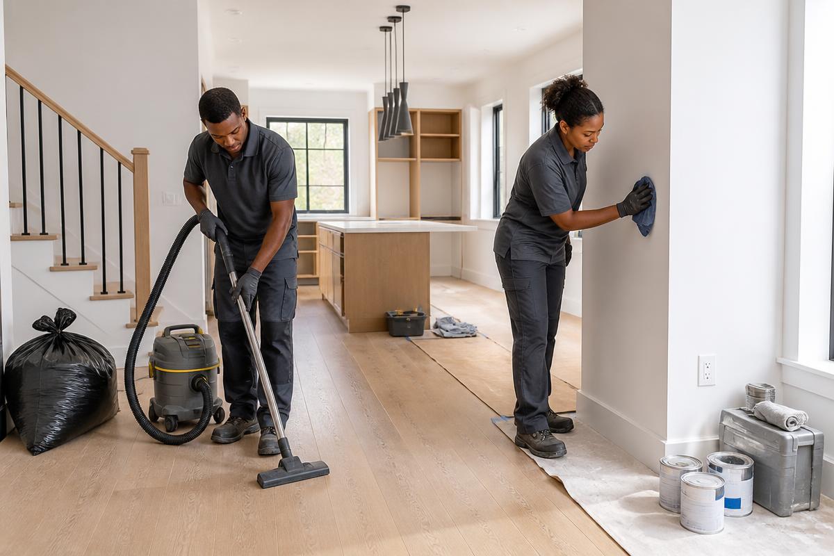 Newly built home after post-construction cleaning