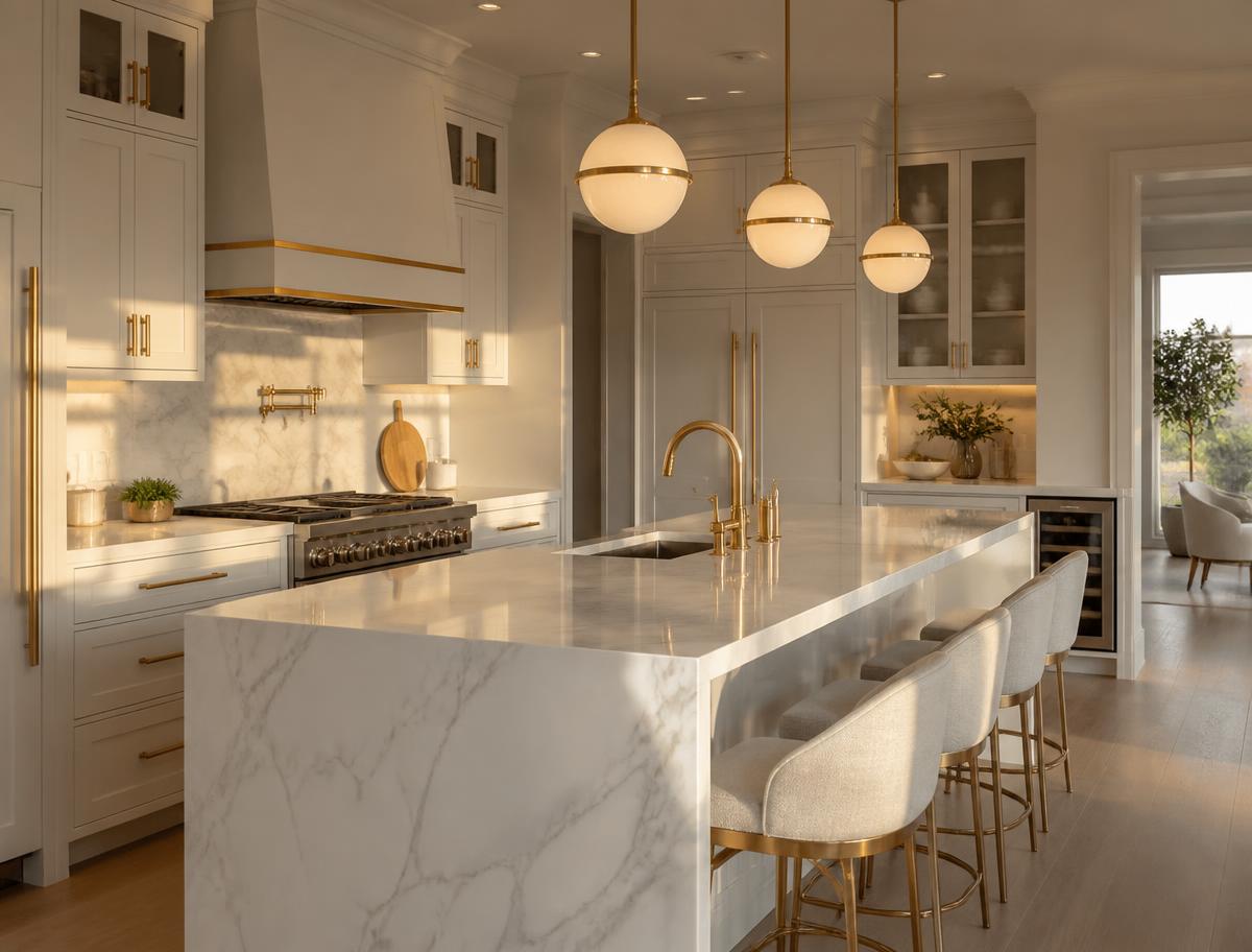 Deep cleaned luxury marble kitchen